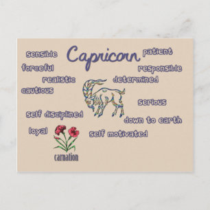 Postale Capricorne caractéristiques carte zodiac