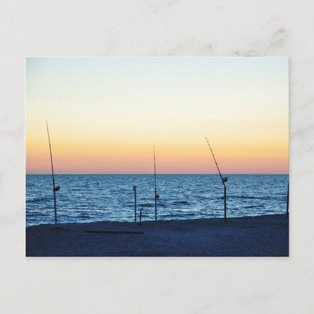 Postale Captiva Island Sunset Poteaux de pêche Sable Carte (Devant)