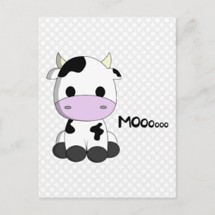 Postale Caricature pour bébé vache douce kawaii carte post