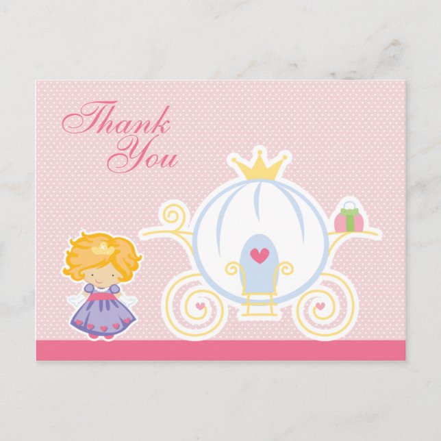 Postale Carrosserie princesse fille mignonne merci carte p (Devant)
