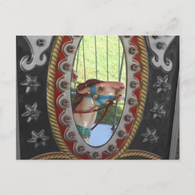 Postale Carrousel Horloge En Miroir Black Blanc Carte Post (Devant)