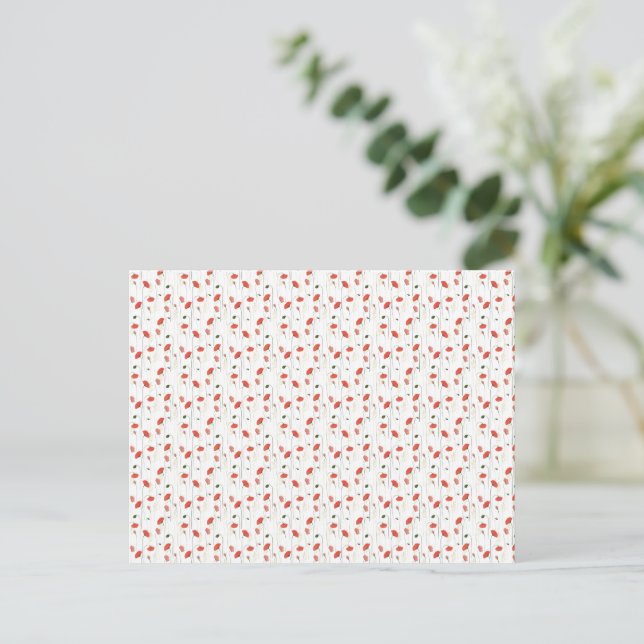 Postale Carte (10,8 cm x 14,2 cm) - Red Floral Pattern (Debout devant)