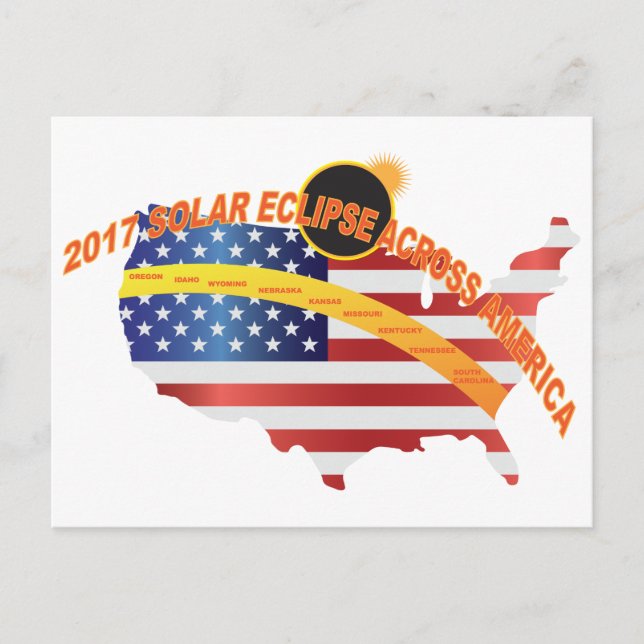 Postale Carte 2017 des Éclipses Solaires Totales à travers (Devant)