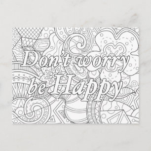 Postale Carte à colorier mandala don't worry be happy