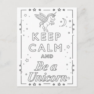Postale Carte à colorier mandala licorne
