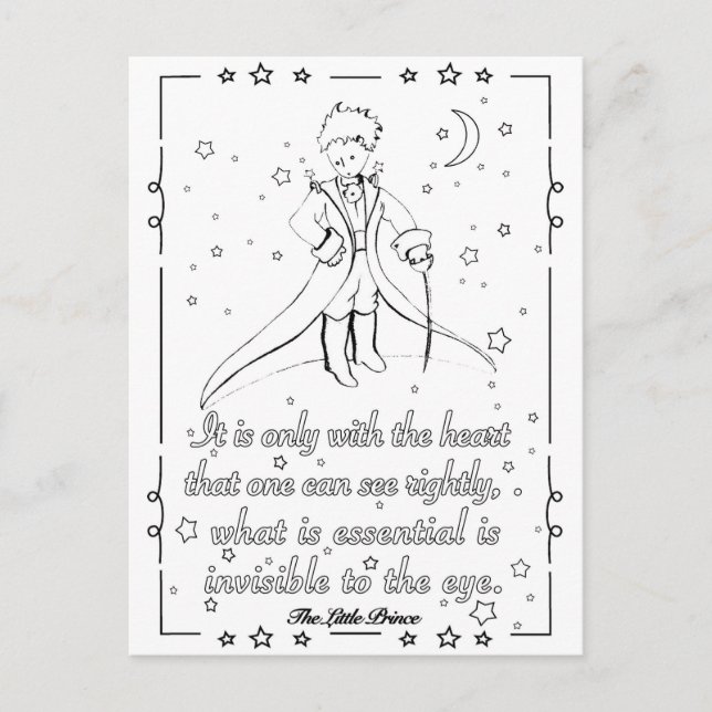 Postale Carte à colorier Petit Prince (Devant)