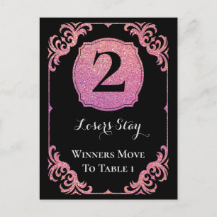 Postale Carte à deux tables Bunco Parties scintillant rose