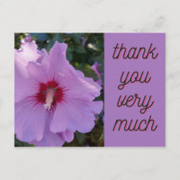 Carte à fleurs Hibiscus rose Merci