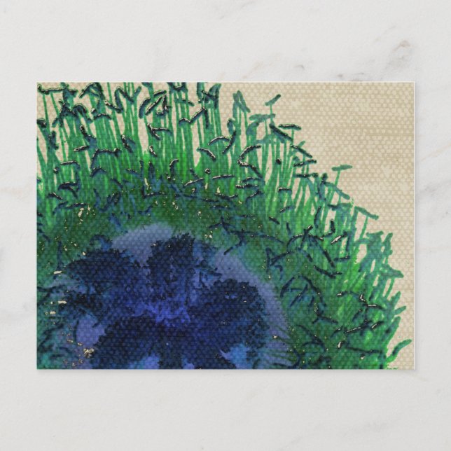 Postale Carte à fleurs Peacock Colonnes (Devant)