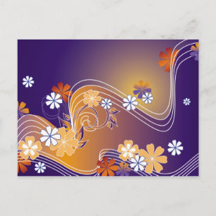Postale carte à fleurs rayées
