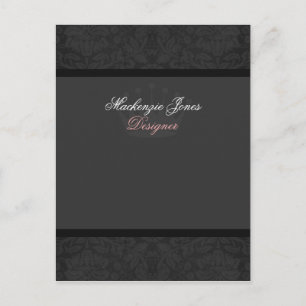 Postale Carte à mâchoires en damas noir Mackenzie #2