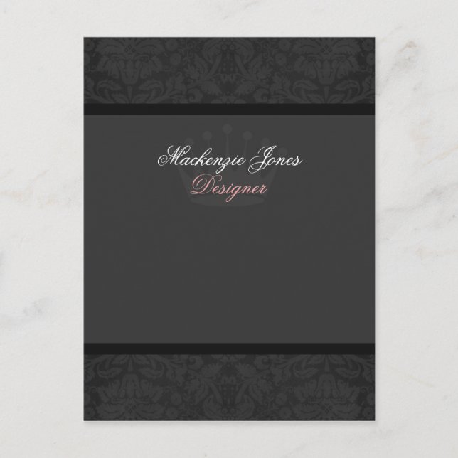 Postale Carte à mâchoires en damas noir Mackenzie #2 (Devant)