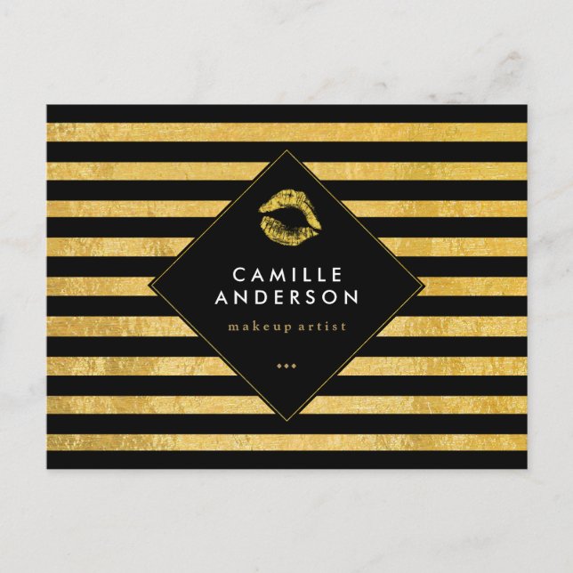Postale Carte à puce pour maquillage noir et or (Devant)