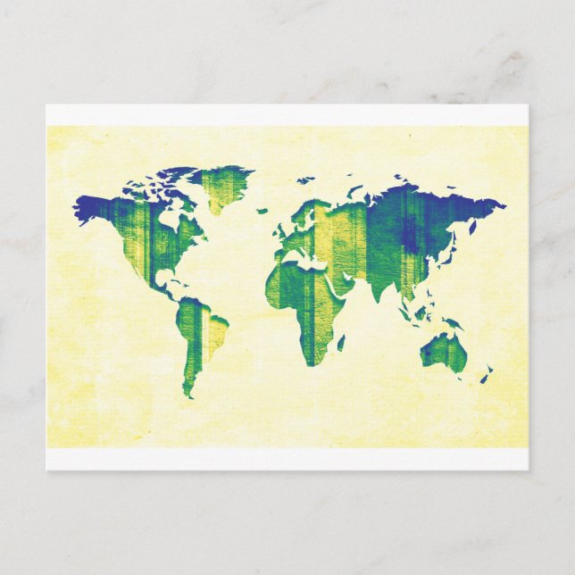 Postale Carte à rayures jaunes bleues et vertes (Devant)