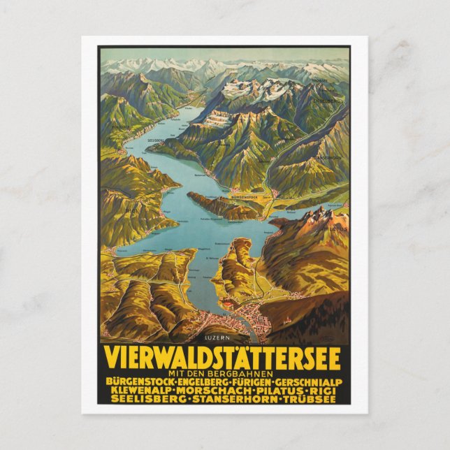 Postale Carte aérienne de la Suisse centrale (Devant)