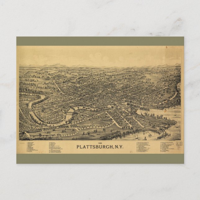 Postale Carte aérienne de Plattsburgh New York (1899) (Devant)
