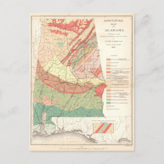 Postale Carte agricole vintage de l'Alabama (1882)