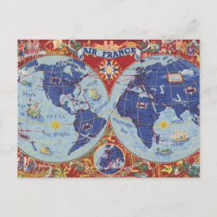 Postale Carte Air France du monde