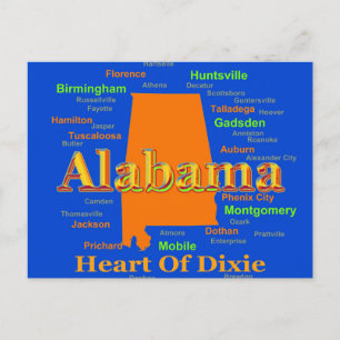 Postale Carte Alabama Silhouette Pop Art