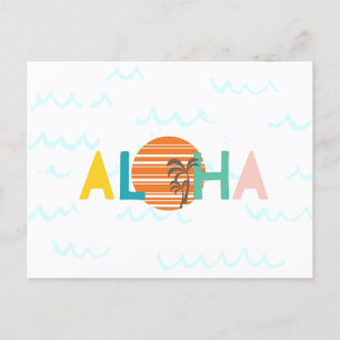 Postale Carte Aloha Hawaii Beach Waves, Coucher de soleil,