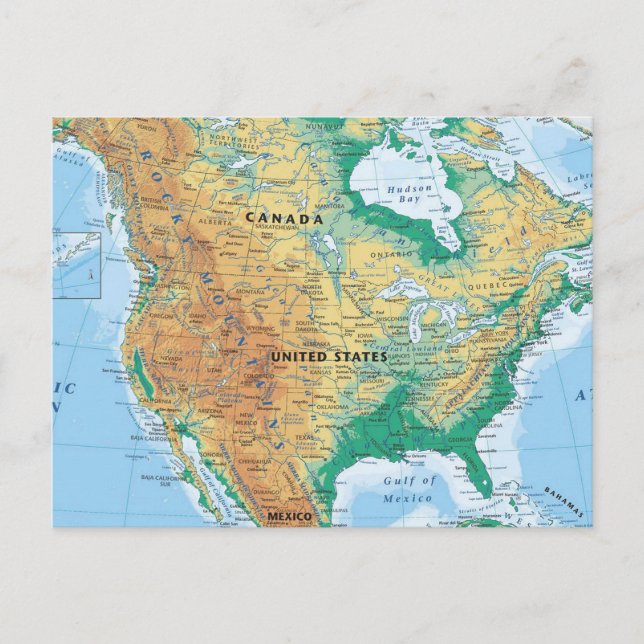 Postale Carte Amérique du Nord (Devant)