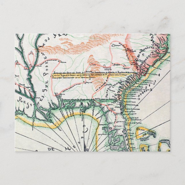 Postale Carte : Amérique du Nord, 1742 (Devant)