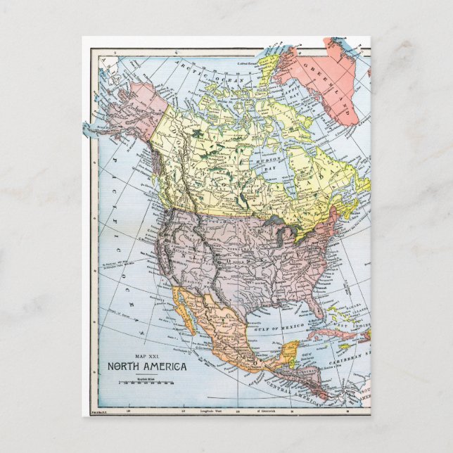 POSTALE CARTE : AMÉRIQUE DU NORD, 1890 (Devant)