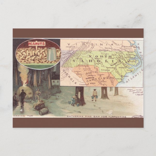 Postale Carte ancienne de Caroline du Nord (Devant)