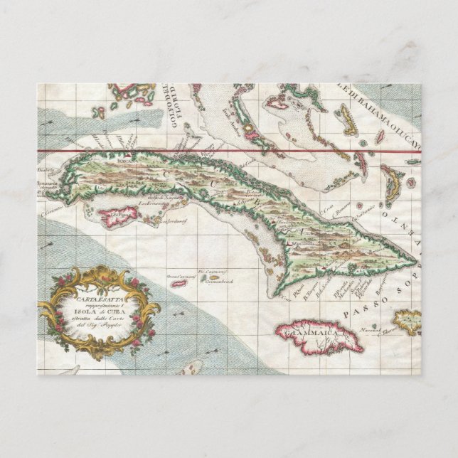 Postale Carte ancienne de Cuba et de la Jamaïque (1763) (Devant)