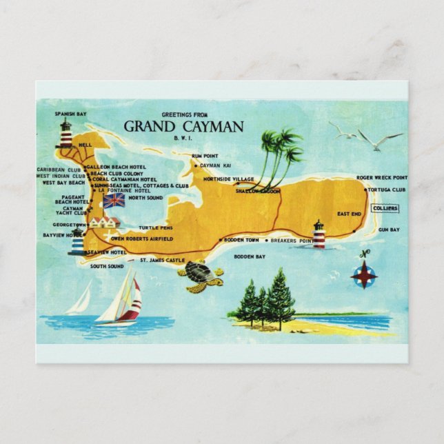 Postale Carte ancienne de Grand Cayman (Devant)
