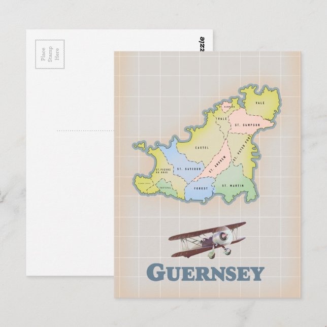 Postale carte ancienne de Guernesey (Devant / Derrière)