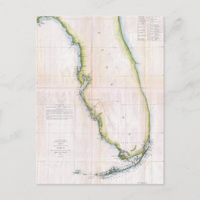 Postale Carte ancienne de la côte de la Floride (Devant)