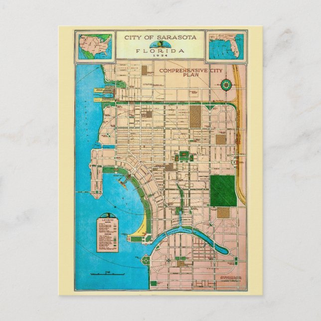 Postale Carte ancienne de la ville de Sarasota (Devant)
