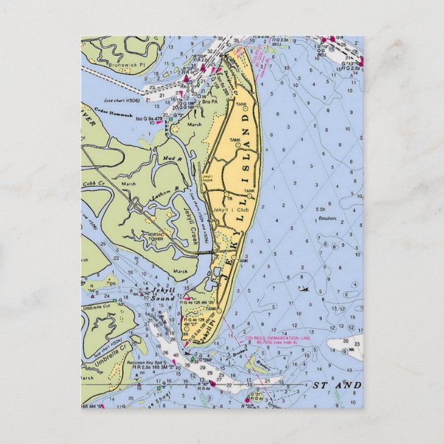 Postale Carte ancienne de l'île Jekyll Géorgie (Devant)