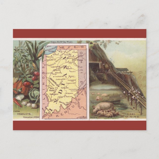 Postale Carte ancienne de l'Indiana (Devant)