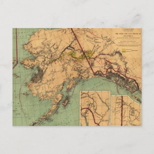 Postale Carte ancienne de l'or et du charbon en Alaska (18