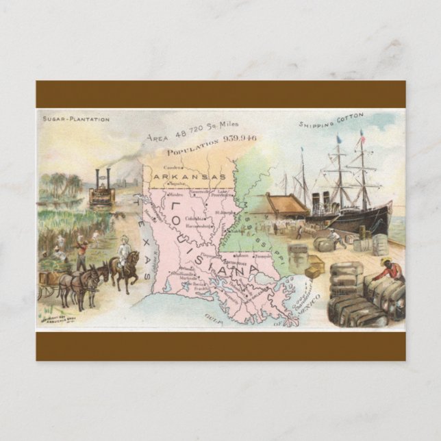 Postale Carte ancienne de Louisiane (Devant)