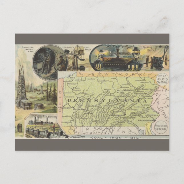 Postale Carte ancienne de Pennsylvanie (Devant)