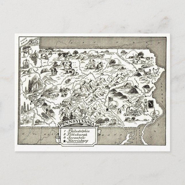 Postale Carte ancienne de Pennsylvanie  (Devant)