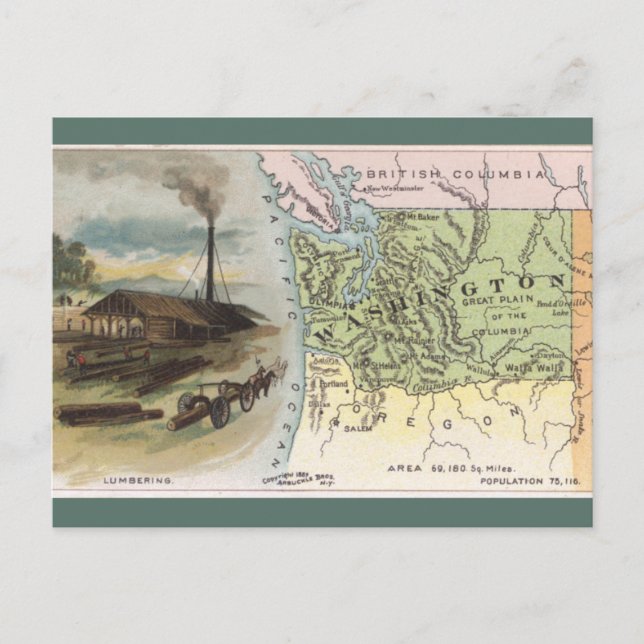 Postale Carte ancienne de Washington (Devant)