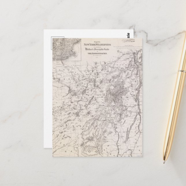 Postale Carte ancienne des Adirondacks New York (Devant/Arrière en situation)