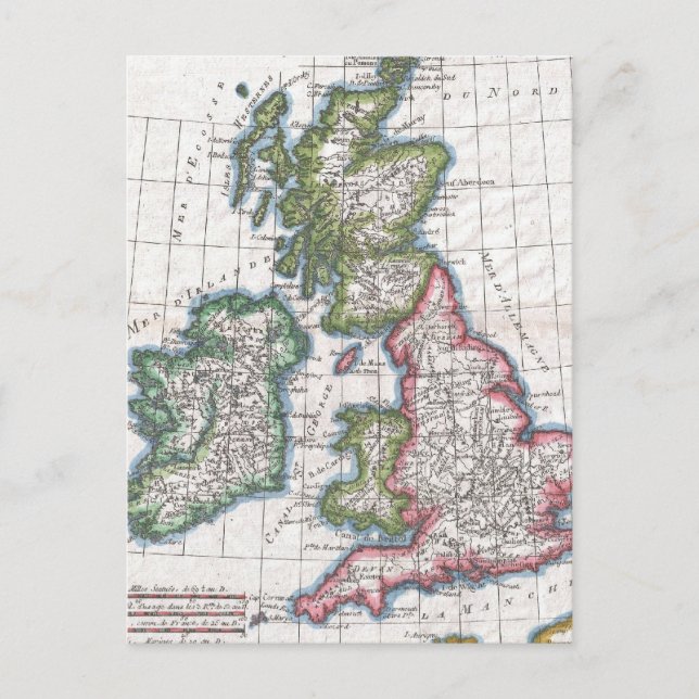 Postale Carte ancienne des îles britanniques (1780) (Devant)