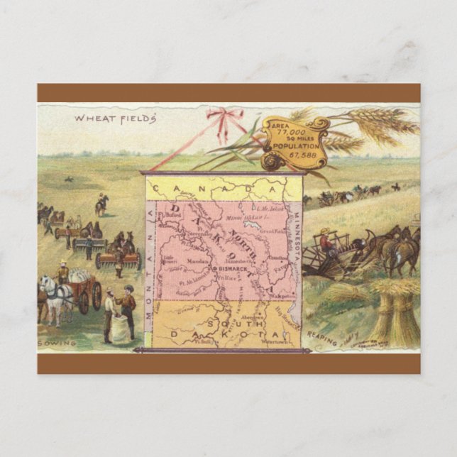 Postale Carte ancienne du Dakota du Nord (Devant)