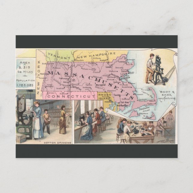 Postale Carte ancienne du Massachusetts (Devant)