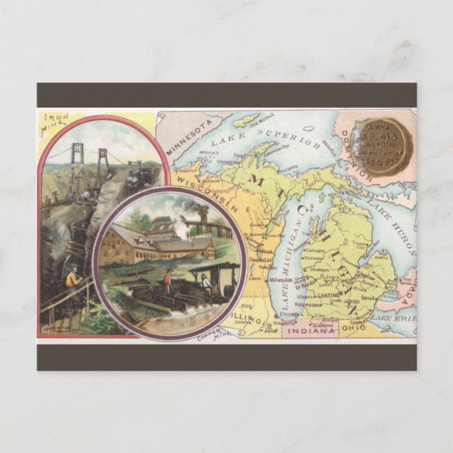Postale Carte ancienne du Michigan (Devant)