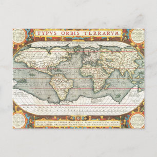 Postale Carte ancienne du monde en latin