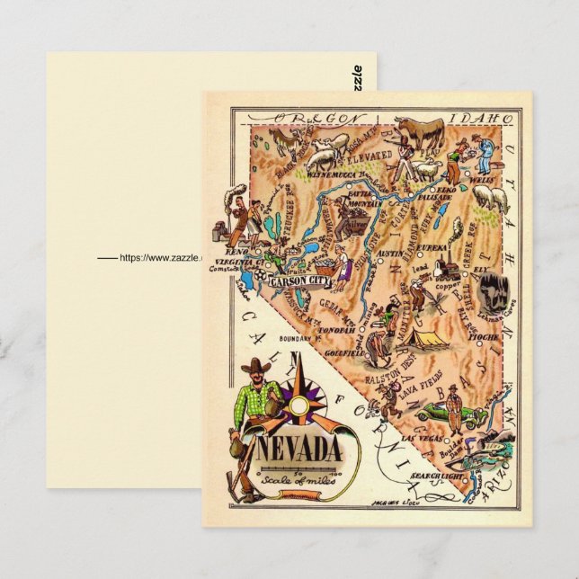 Postale Carte ancienne du Nevada (Devant / Derrière)