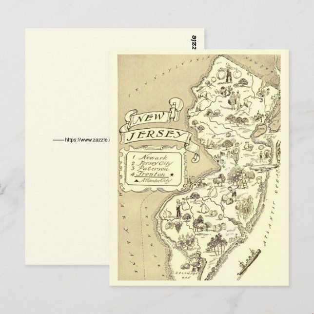 Postale Carte ancienne du New Jersey  (Devant / Derrière)