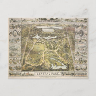 Postale Carte ancienne du parc Central de New York, 1863