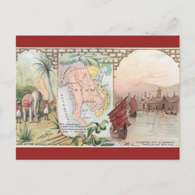 Postale Carte ancienne du Siam Thaïlande (Devant)